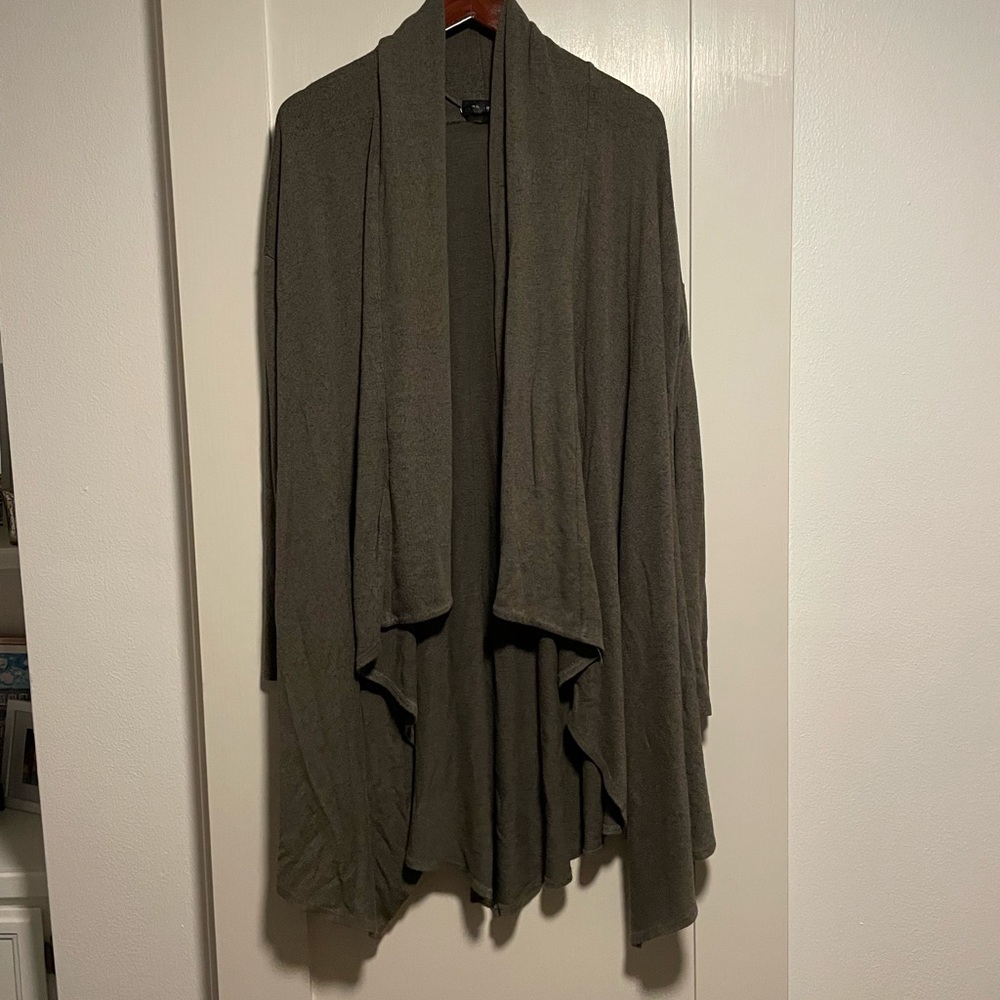 Dark olive green oversized blanket cardigan super soft draped sweater